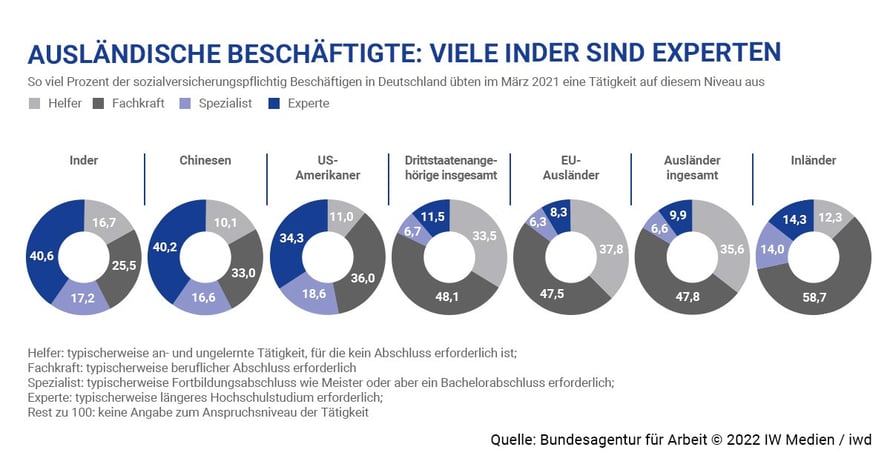 Statistik Arbeitskräfte aus Indien haben oft Expertenstatus