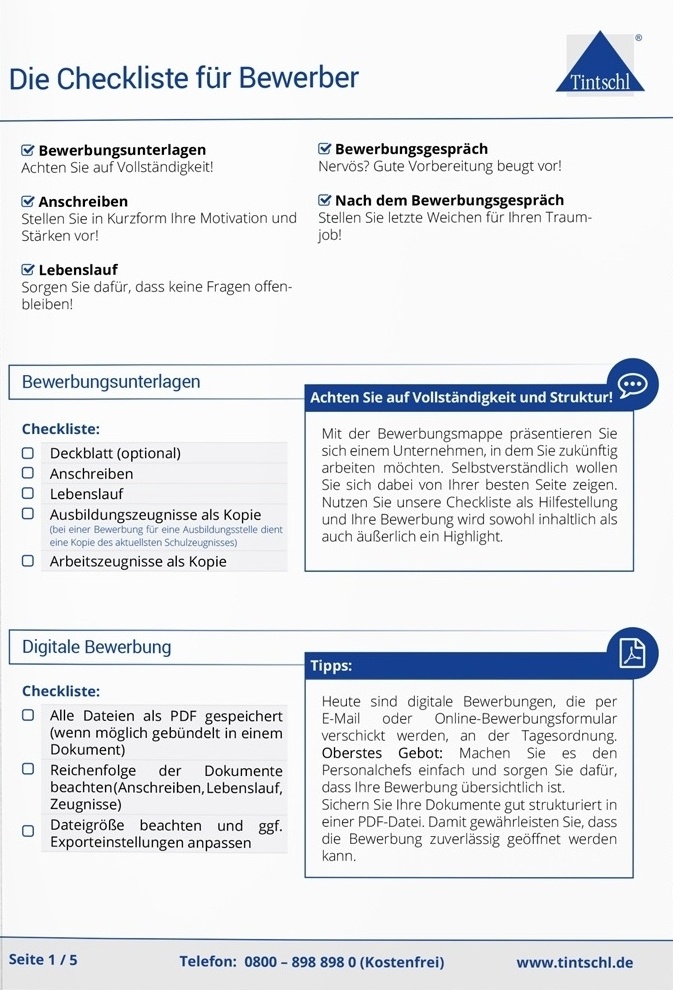 checkliste bewerber